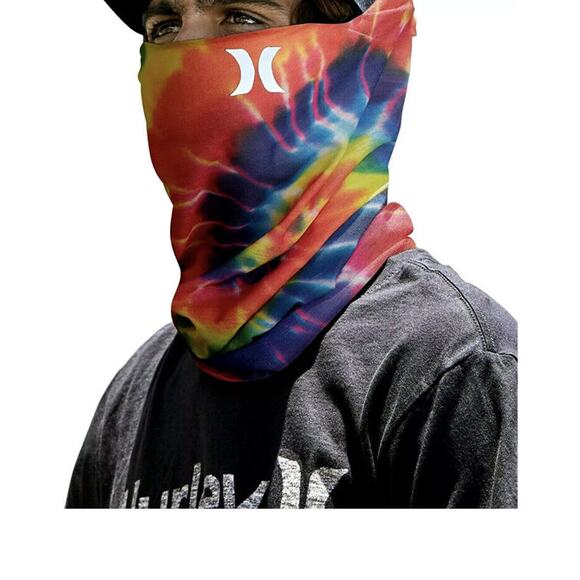 HURLEY Breathable Neck Gaiter One Size Tie Dye Rainbow Run Running Mask NEW - Picture 2 of 5